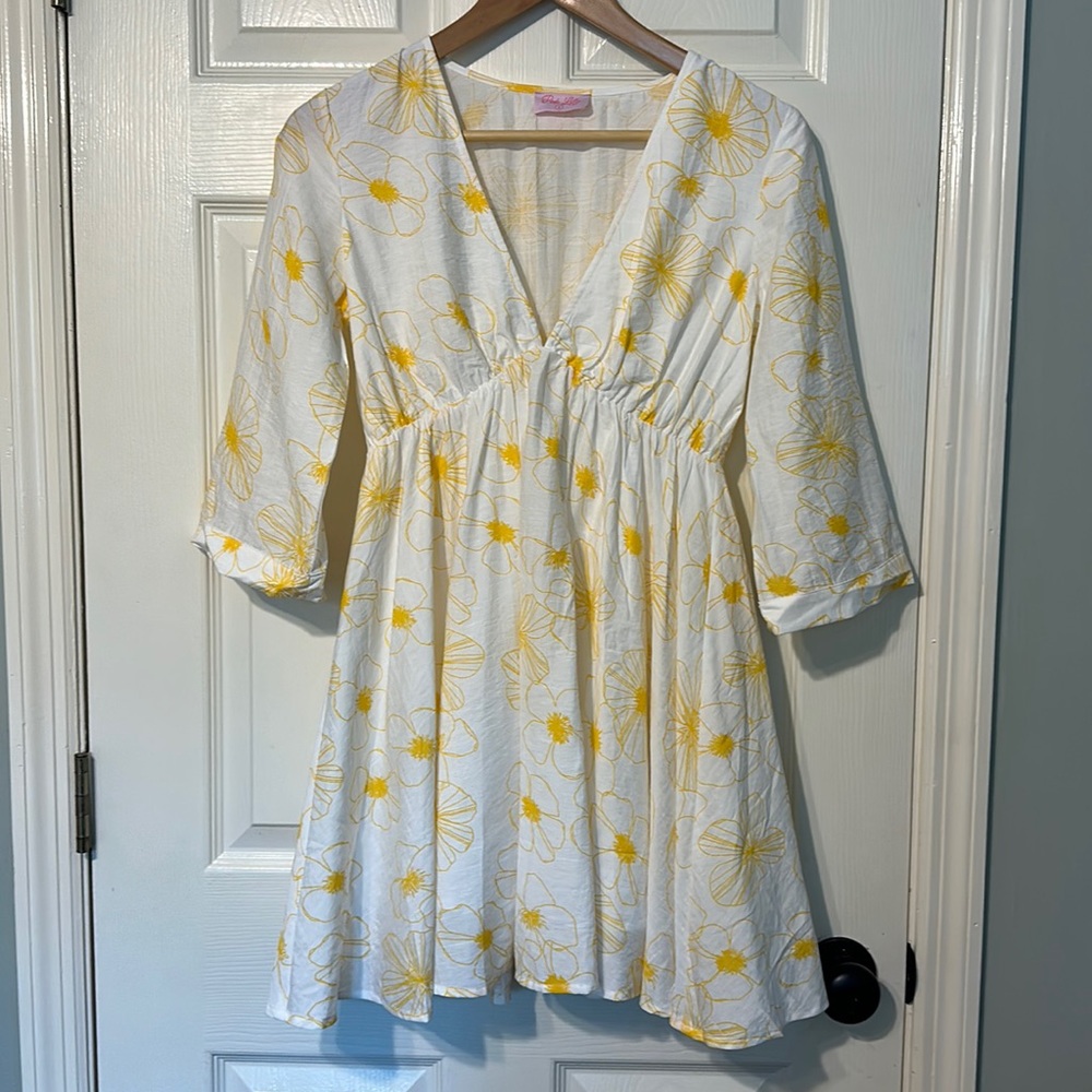 Yellow and white floral dress